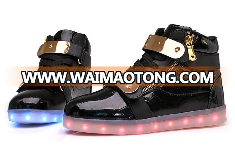 Hot Sale Men shoes 8 Colors High Top LED Shoes for Adults White Black Glowing Light Up Flat Shoes Luminous Recharging Size 35-46