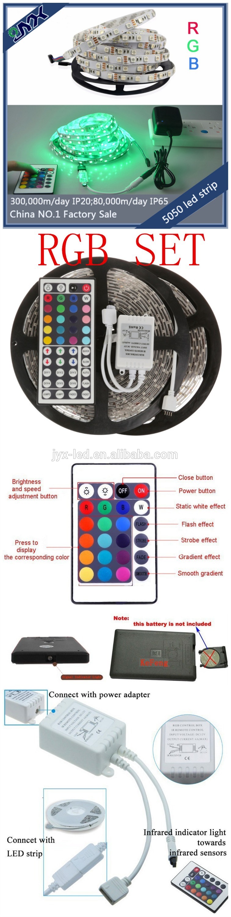 24 volt led strip lighting 5050 60led/m double pcb 3 chip white /warm white /cool white /red /green /blue