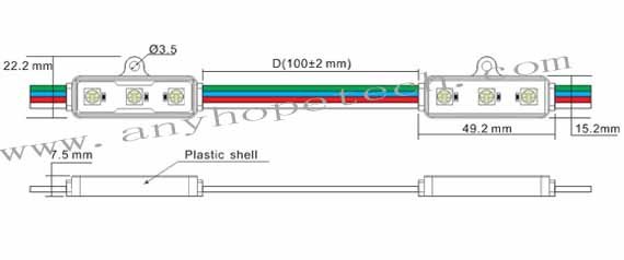 Factory Selling 12V dream color 3 RGB LED SMD5050 Modules from China manufacture