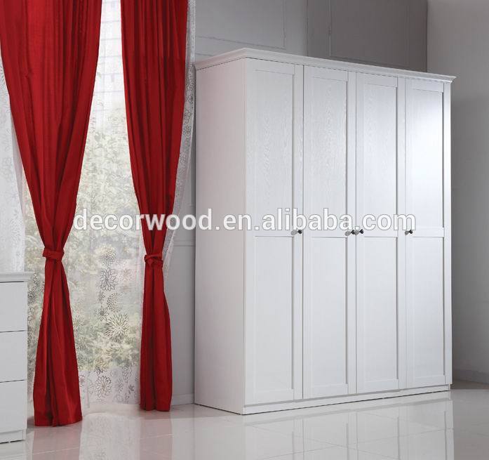 white modern simple 4 doors wooden wardrobe cabinet design