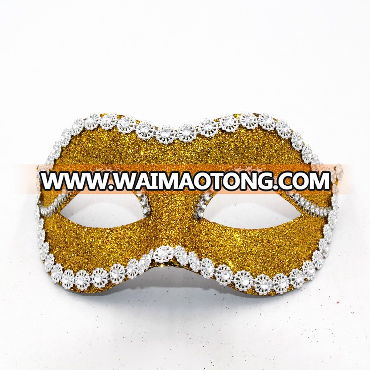 PoeticExst multicolor diamond lace masquerade venetian masks glittered gold dust carnival face mask