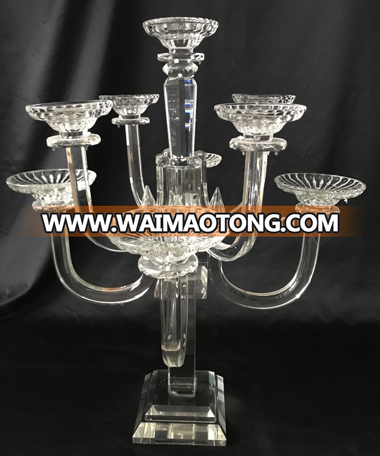 9 arms wedding lighting crystal portavelas glass candelabra table centerpiece