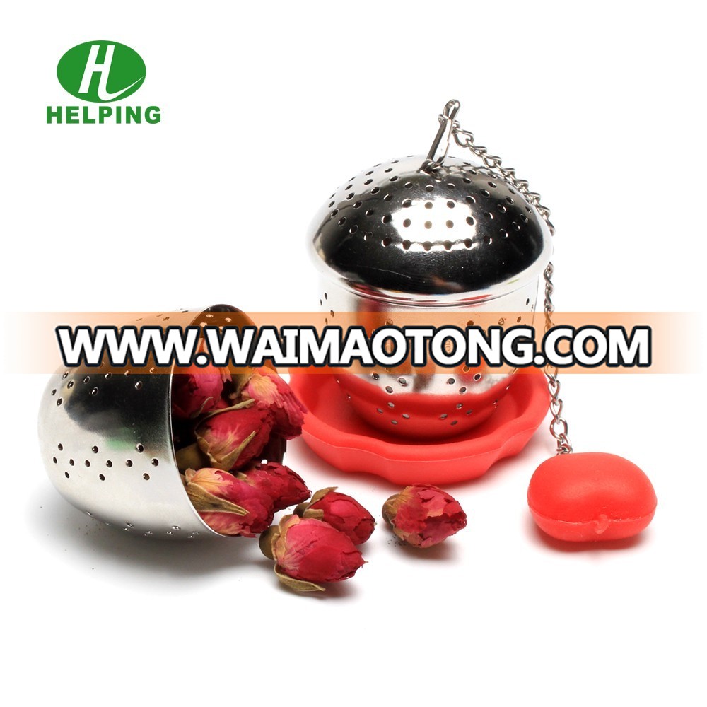 Silicone tea strainer stainless steel tea filter new design silicone tea infuser with chain