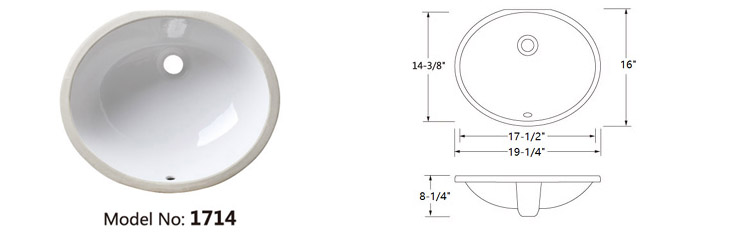 CUPC rectangular ceramic bathroom sink/porcelain wash basin/undermount vanity sink 2254(1812)