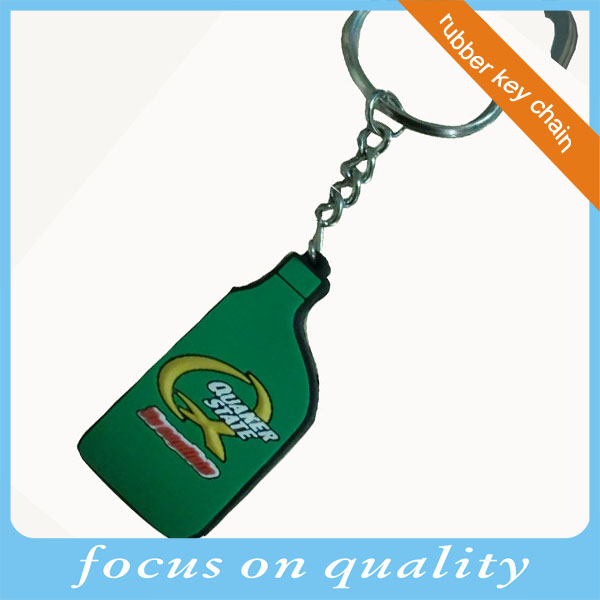 green bottle shaped double sided 3d soft pvc custom key chain