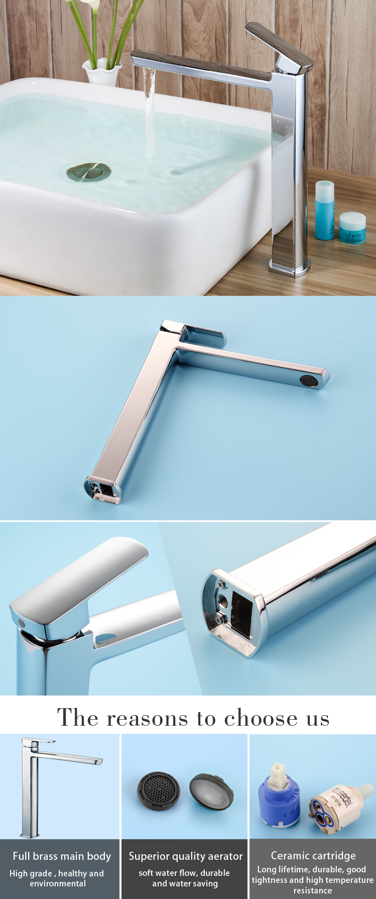 Chrome single lever vessel chrome bathroom faucet from WIDE factory