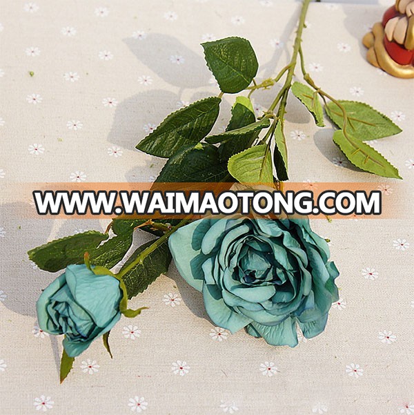 Best selling silk 2 heads artificial rose flower for wedding