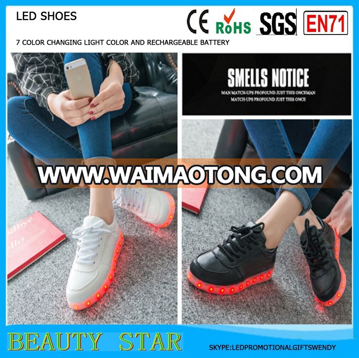 Factory selling Men/Women LED shoes,rechargeable led classic shoes with 7 color light changing