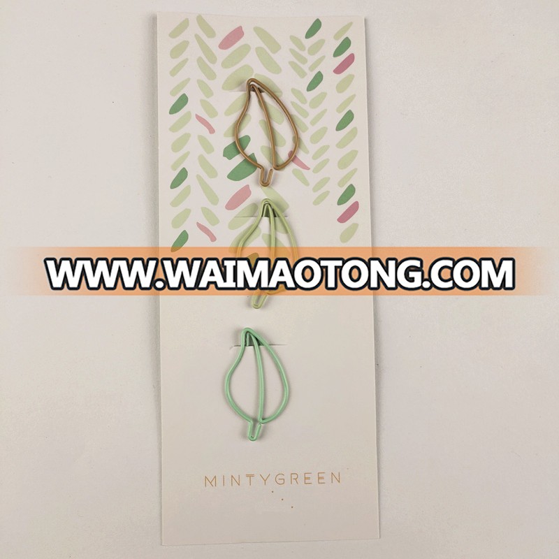 Varnish plated  lovely leaves shaped  paper clips