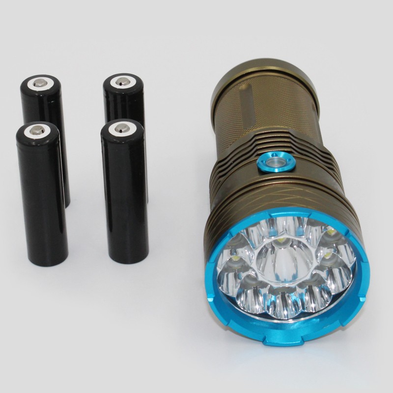 Brightness 12000 Lumens 12pcs XML T6 LED Camping flashlight with 4pcs rechargeable 18650 batteries