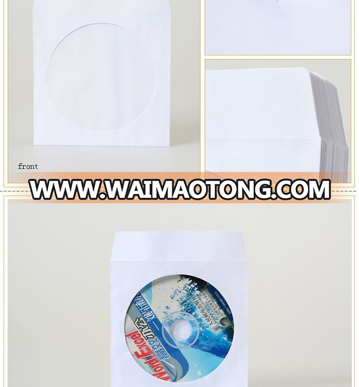 Factory produce white Paper CD/DVD Sleeve With Resealable Flap