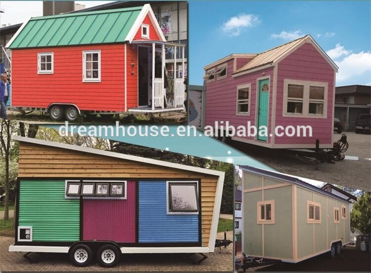 nipa huts caravan/House on wheels sandwich panel prefab tiny houses/container house