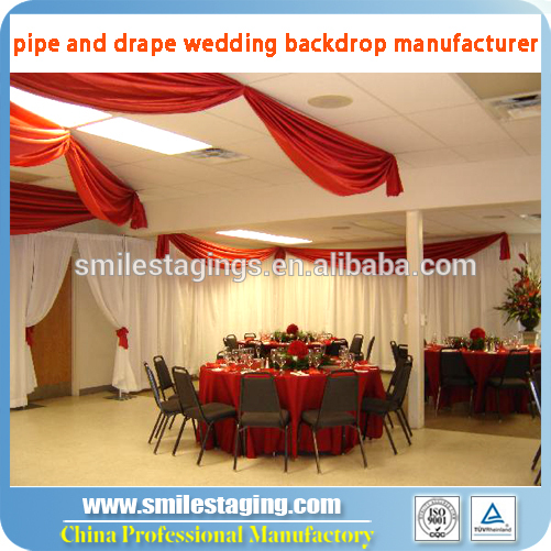 pipe and drape kits velvet&chiffon drape curtain for wedding decoration