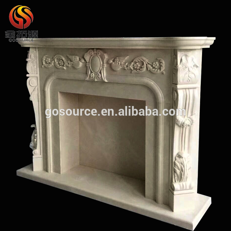 High quality beige marble fireplace