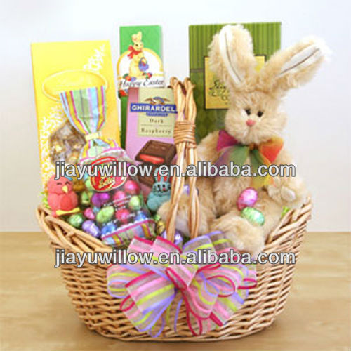 Empty wicker Easter reindeer decoration basket wholesale with handle