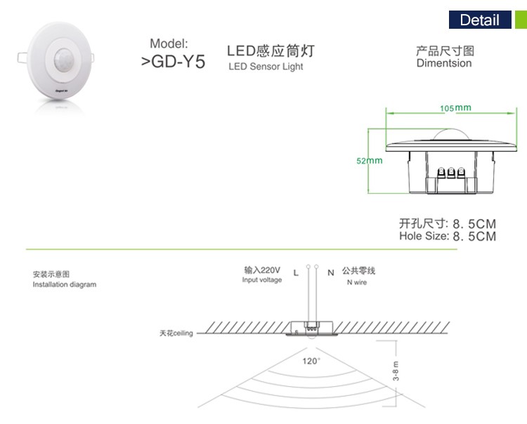 led panel light about 3 to 8 meters movement detector lights