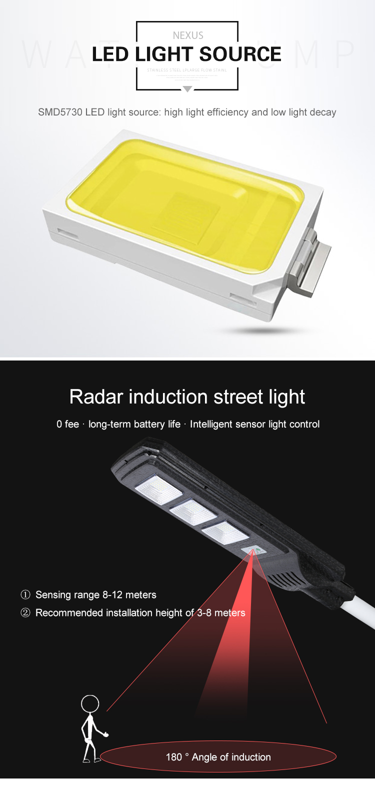 High Quality outdoor IP65 SMD 40watt 60watt Solar All In One LED Street lamp