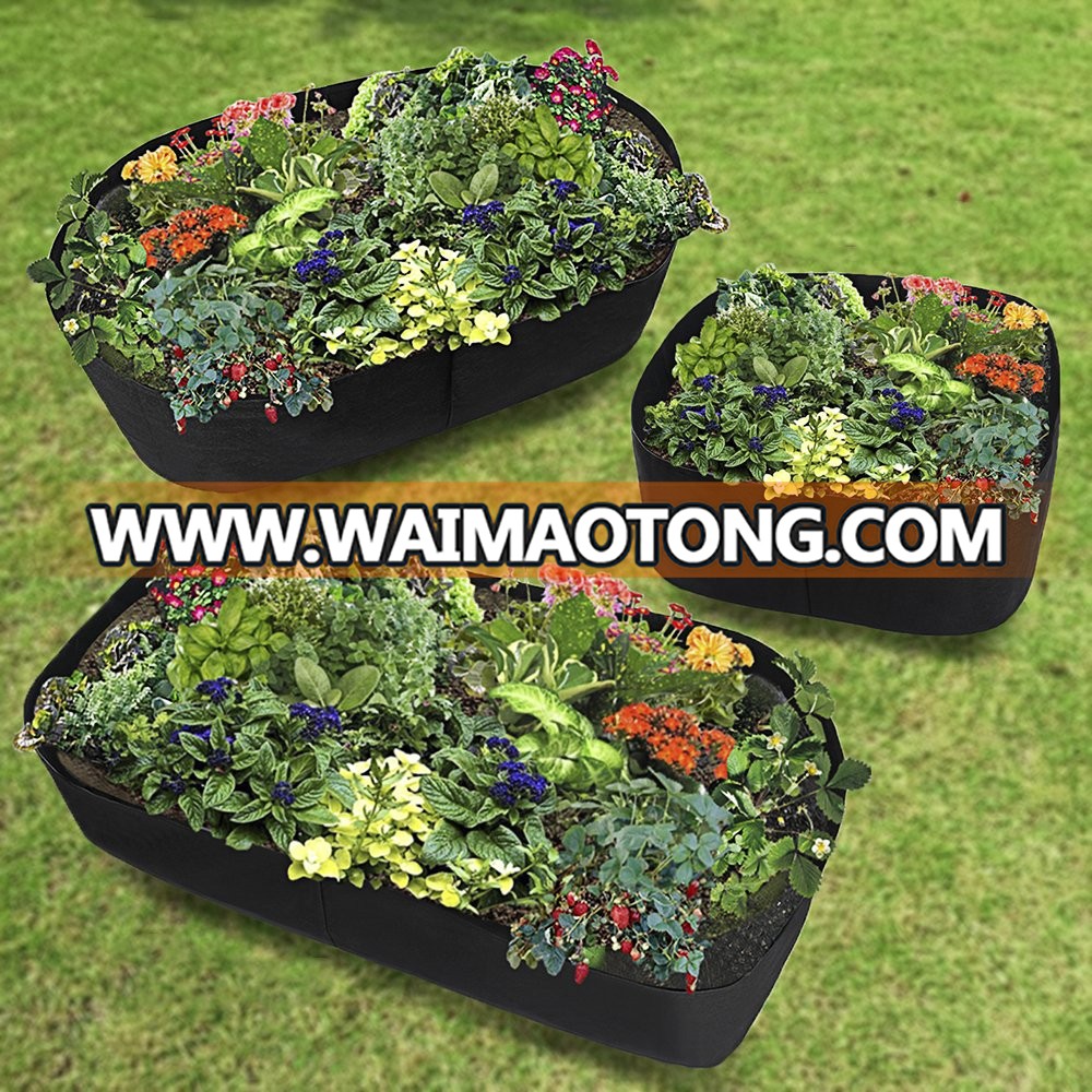 With grid Garden Grow Bags Herb Flower Vegetable Plants Bed Rectangle Planter Fabric Raised Planting Bed