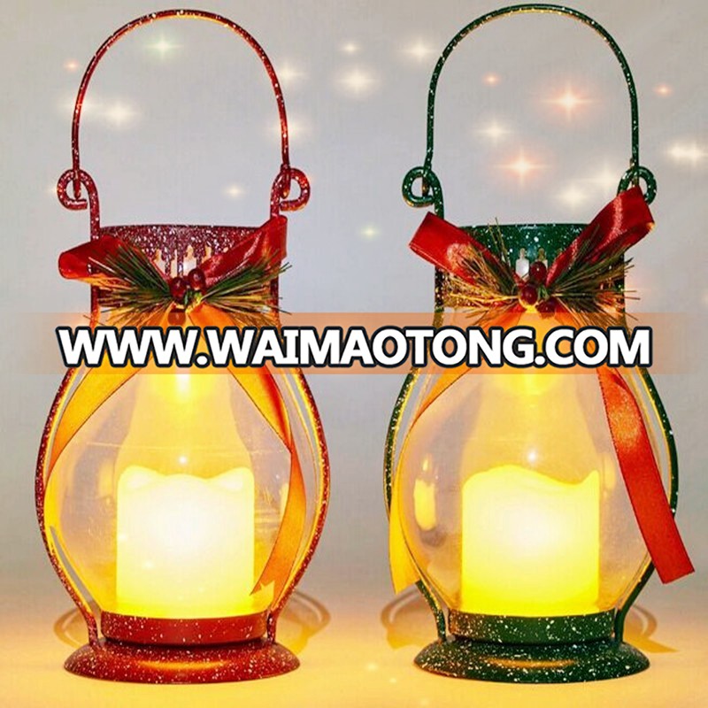 Glass Metal Iron LED Lantern candle