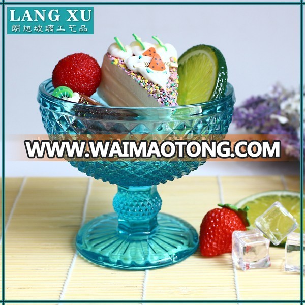 Good quality handmade crystal pudding wholesal glass bowl with foot