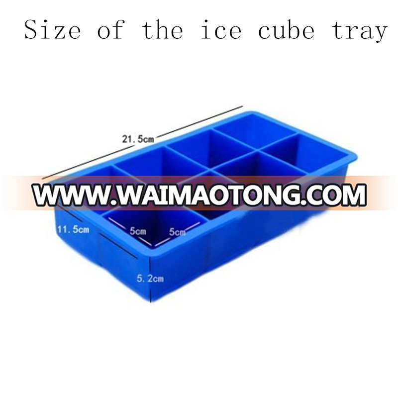 Large Ice Cube Tray for Whiskey - Silicone Ice Mold Maker - Molds 8 X 2 Inch Ice Cubes (2 Pack)