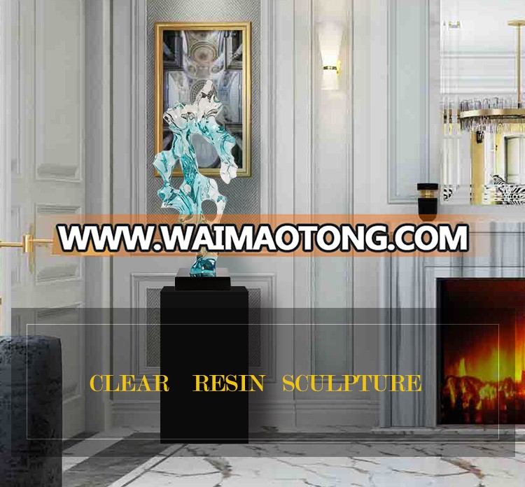 Clear resin abstract art craft sculpture modern hotel lobby decoration