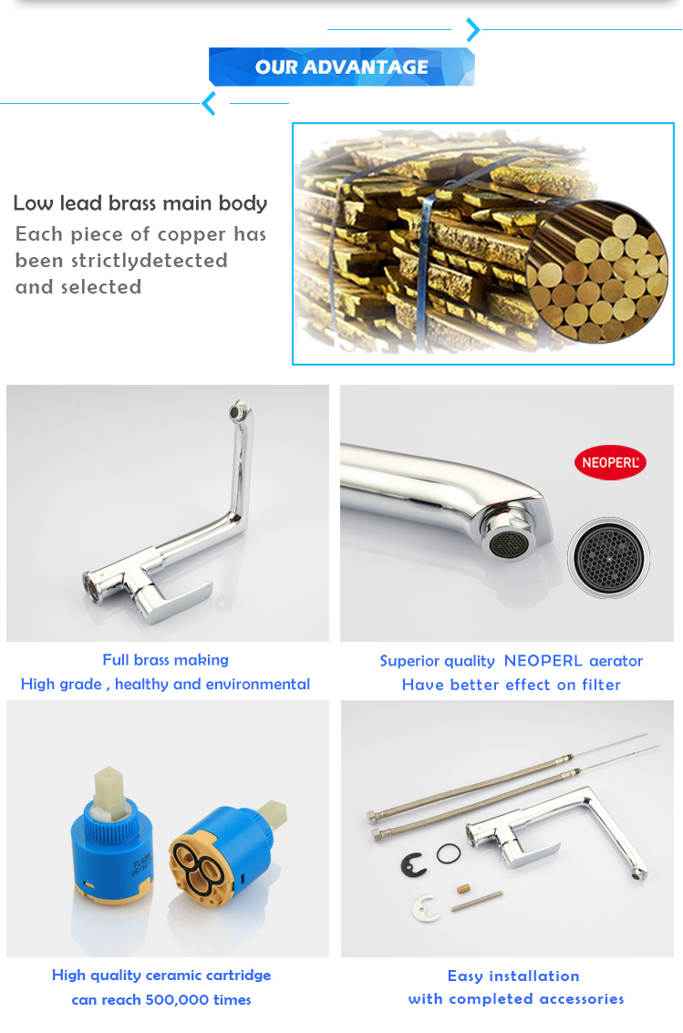 Hot sale single lever brass kitchen mixer taps, watermark mixer for kitchen