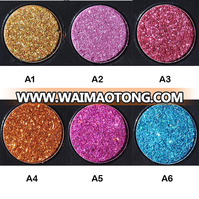 2017 Hot Seller No animal fat pressed metallic shimmer glitter eyeshadow powder palette private label glitter eyeshadow makeup