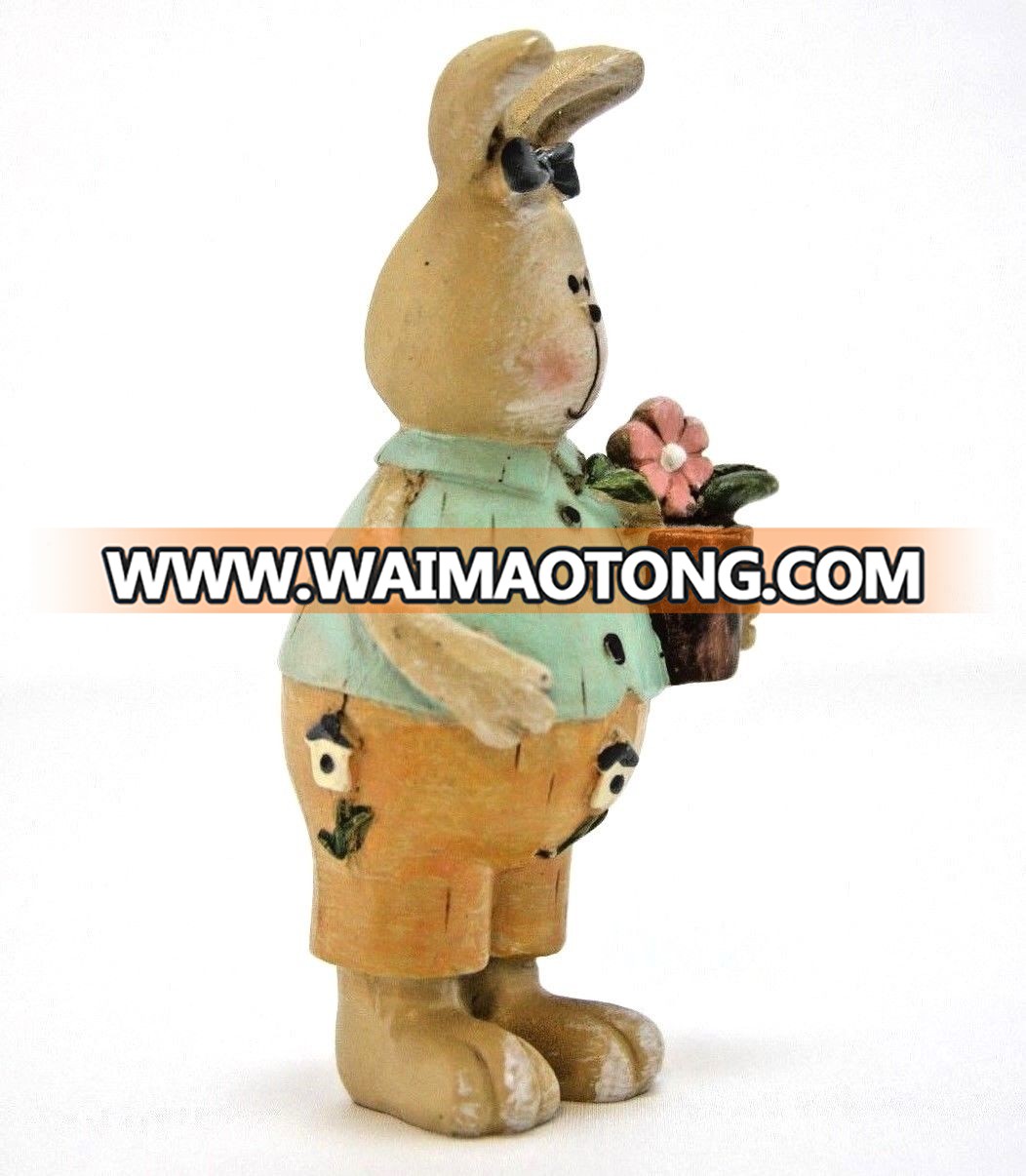 Resin Collectible Figurines Bunny Decorations Spring Easter Decors Tabletopper