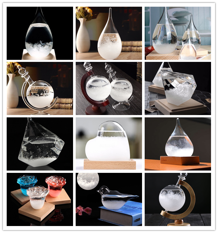 2019 Premium Home Decor Creative Weather Forecast Crystal Revolving Globe Shape Storm Glass Christmas Gift