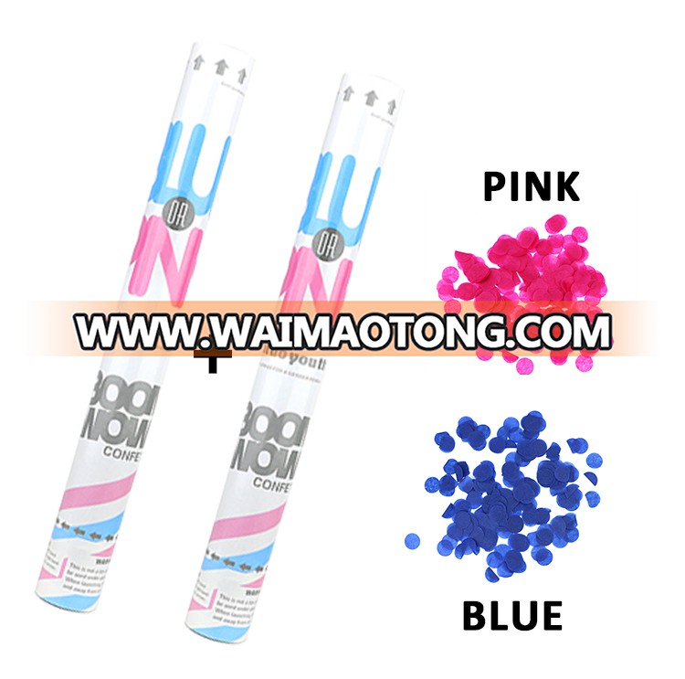 Boomwow Amazon Hot Selling Confetti Paper Slip Blue Pink Gender Reveal Confetti Cannon Set