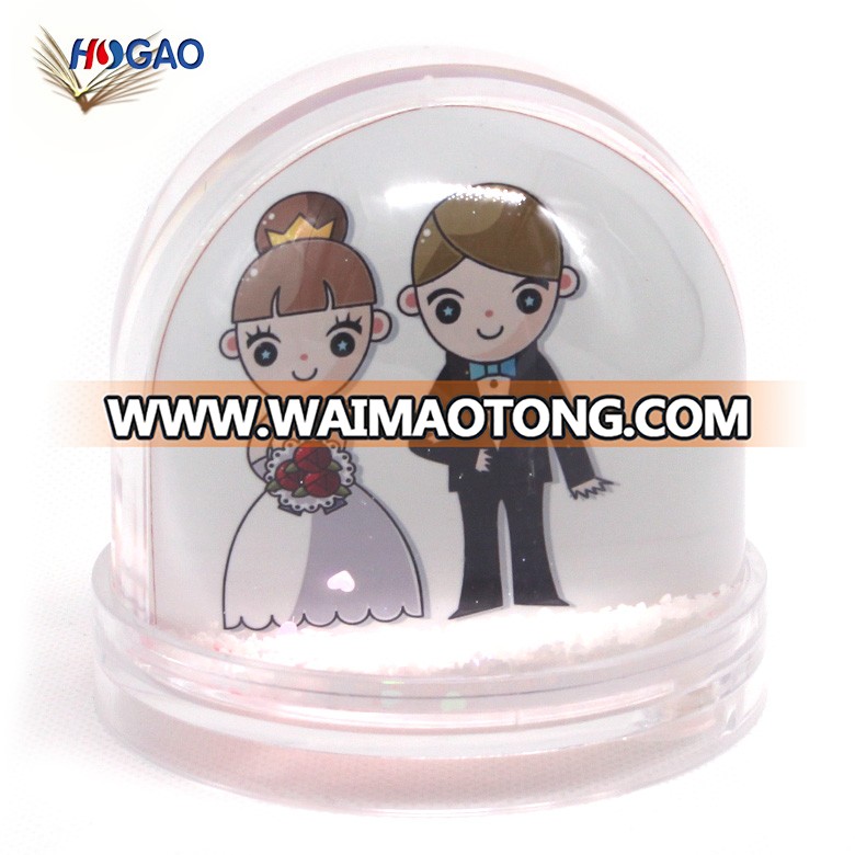 OEM cheap plastic acrylic photo frame snow globe for custom plastic water globe