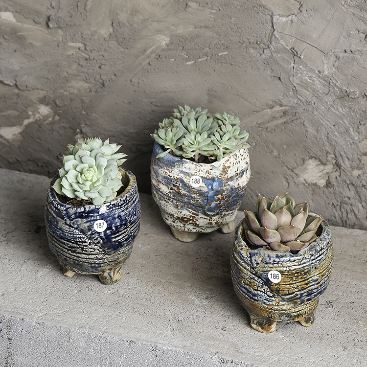 creative variable glaze small ceramic succulent plant pots for desktop