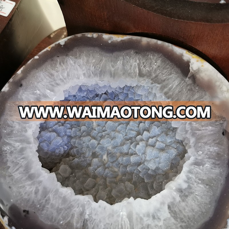 Blue Agate Cornucopia Geode Stone Bowl for Sale