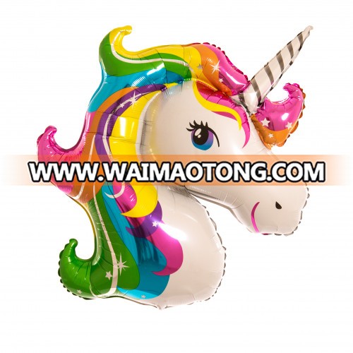 117*87cm New Design Large Size Cartoon Unicorn Head Foil Mylar Helium Balloons