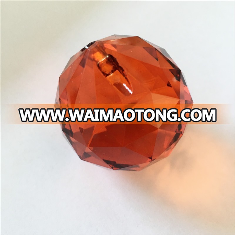 40mm orange red K9 faceted ball crystal light pendant curtain decor crystal ball with one hole