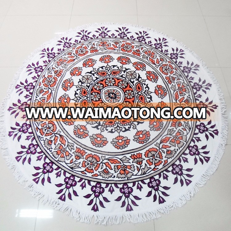 Hot selling cotton custom beach towel round beach towel