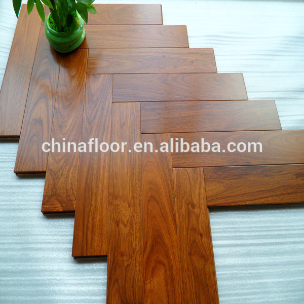 Smooth UV coating Herringbone design African Padauk engineered wood flooring