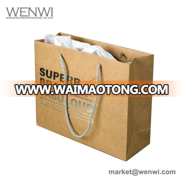 Luxury Custom Black Logo Printed Shopping Kraft Paper Bag with Handle