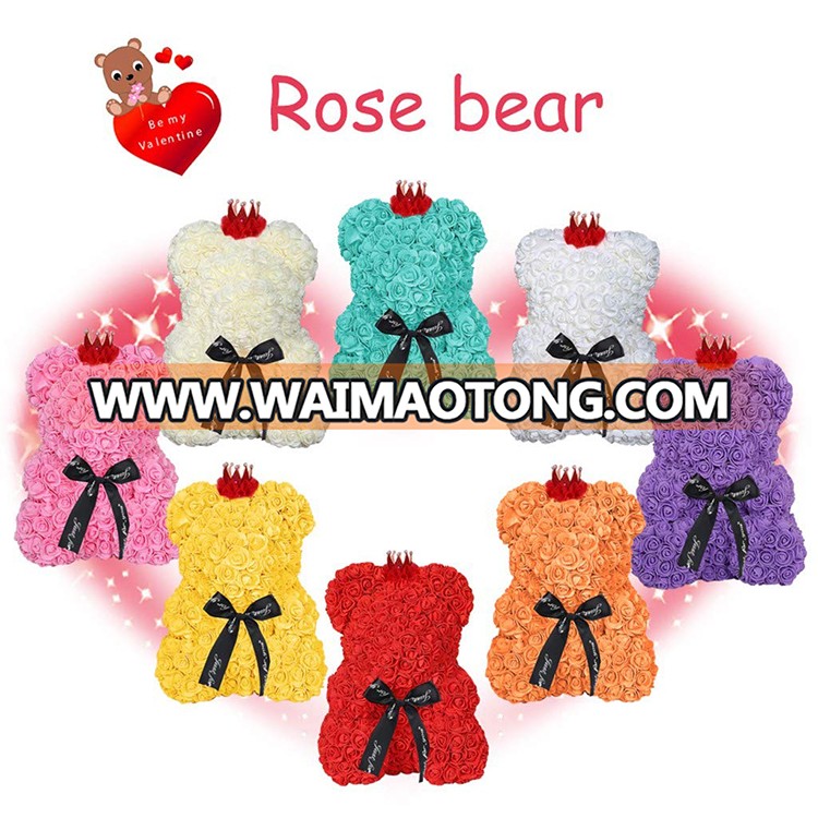 Souvenir Gift Ideas Rose Bear Artificial Foam Flower Rose With Rose Flower Teddy Bear