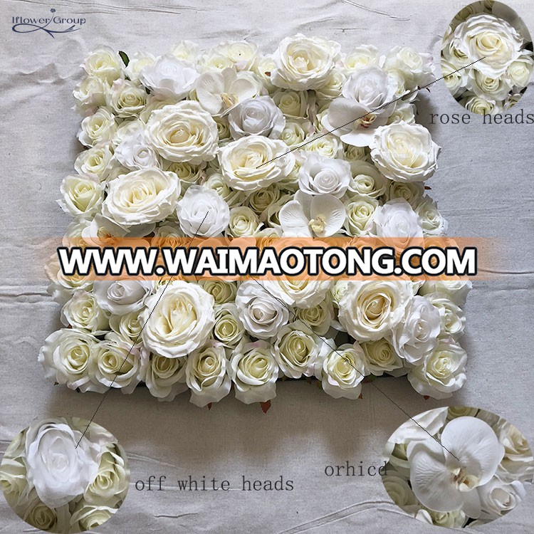 IFG flower wedding decoration wall white rose  flower wall panels with orchid 40*60/50*50