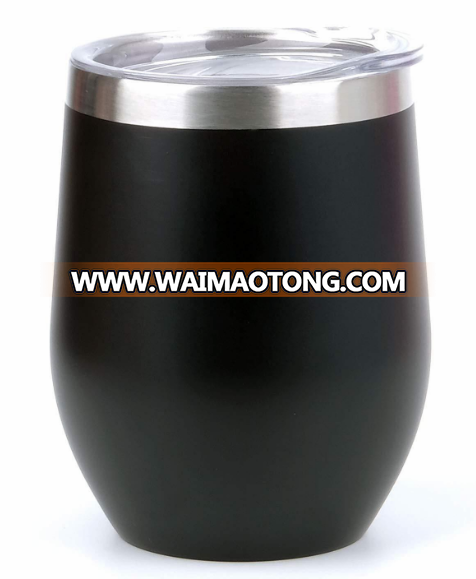 Amazon hot sale double wall stainless steel egg shape vacuumn insulate beer tumbler water cup  wine tumbler  with lid