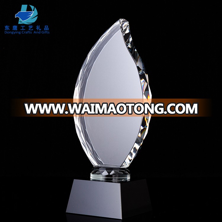 Factory Wholesale Flame Shape Crystal Trophy Plaque With Base