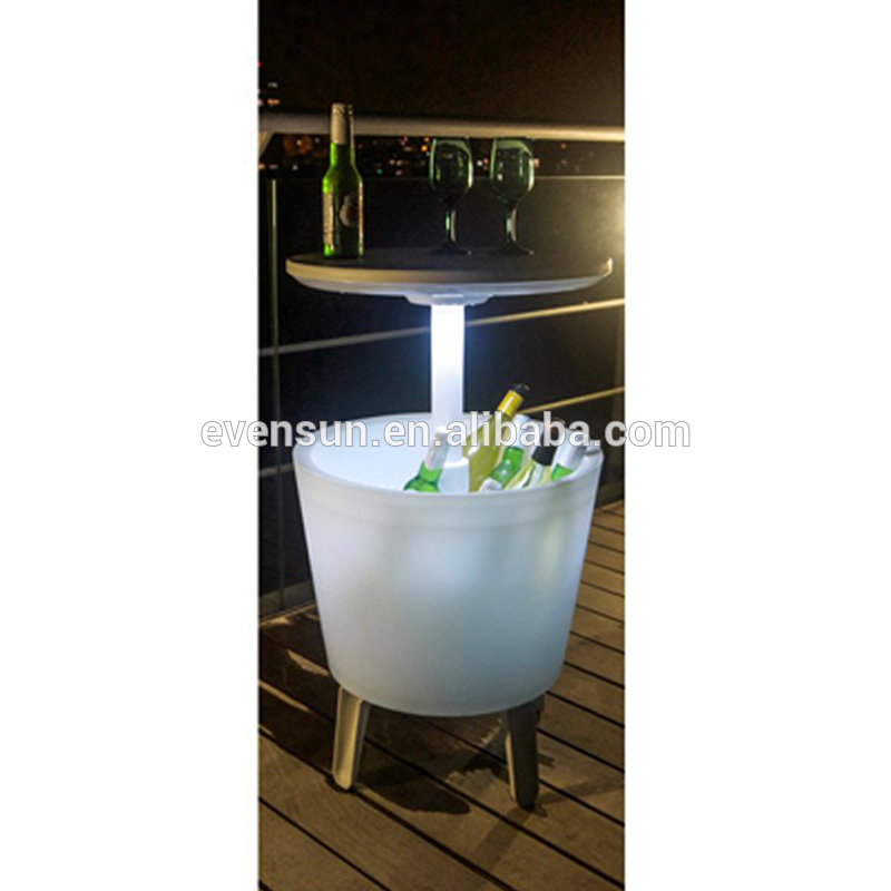 Garden Ice Cooler Table Beer Cooler Table With Plastic Round Tabletop