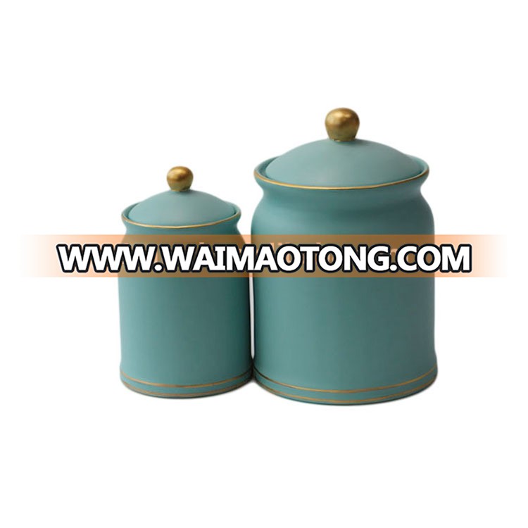 Eco friendly ceramic jar storage food jar with lid wholesale