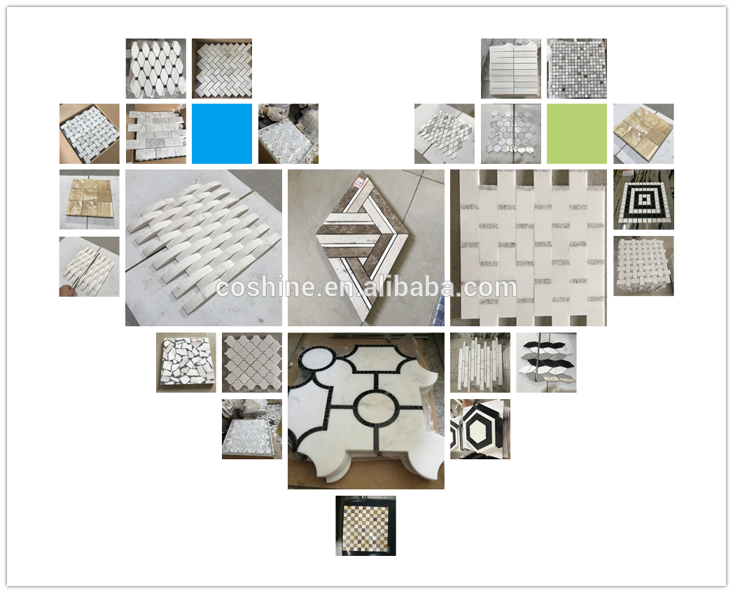 Pure white marble arabesque high quality bone mosaic for sale