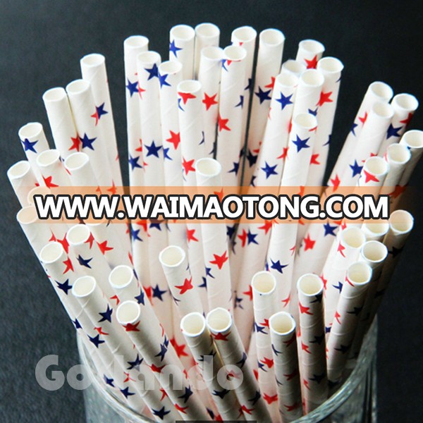 colorful stars food grade striped long paper drinking straw