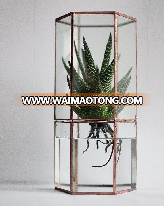 Elegant home decor handicraft geometric glass terrarium wholesale