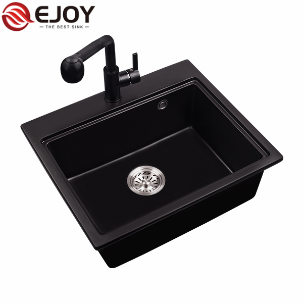 EJOY High Quality black quartz sink Customized quartz kitchen sinks