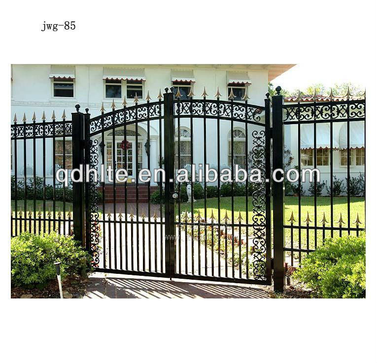 Automated antique wrought iron gate beautiful design for home